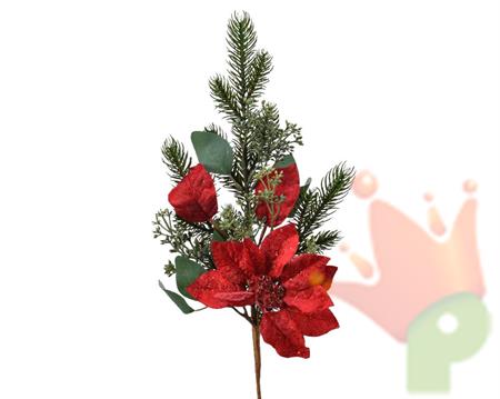 PICK RAMO 50CM CON STELLA DI NATALE ROSSO