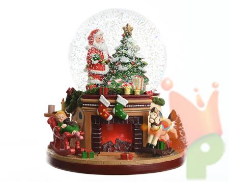PAESAGGIO CON PALLA DI NEVE 19X19X22CM MUSICA A BATTERIA N53