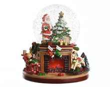 PAESAGGIO CON PALLA DI NEVE 19X19X22CM MUSICA A BATTERIA N53