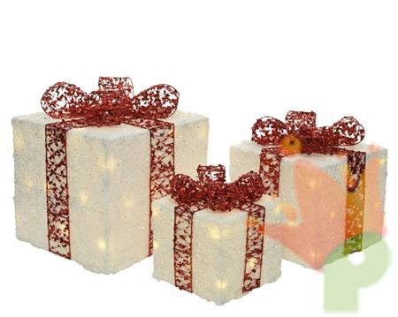 PACCHI REGALO 30/20/15 LED BIANCO FIOCCO ROSSO