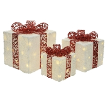 PACCHI REGALO 30/20/15 LED BIANCO FIOCCO ROSSO
