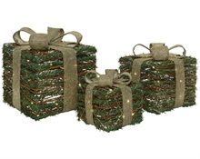 PACCHI REGALO 40/30/20 LED VERDE FIOCCO CHAMPAGNE