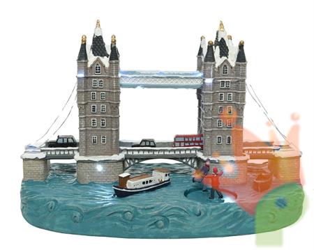 VILLAGGIO TOWER BRIDGE 19X34X23CM 26LED BAETTERIE N6