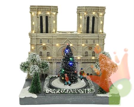 VILLAGGIO 22X29X28CM 42LED NOTRE DAME LUCI E SUONI N9