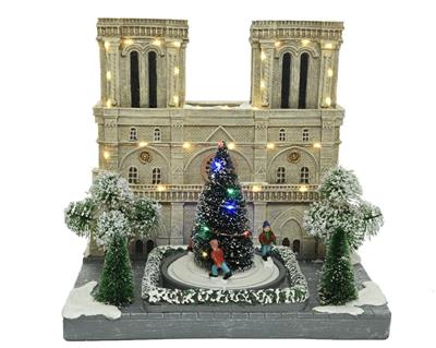 VILLAGGIO 22X29X28CM 42LED NOTRE DAME LUCI E SUONI N9