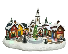 VILLAGGIO NORVEGESE 26X39X23CM 23LED SUONO E MOVIMENTO N102