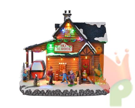 VILLAGGIO SCUOLA DI SCI 18X26X24CM 14LED SUONO E MOVIMENTO 22