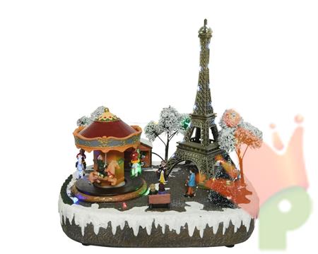 VILLAGGIO 29X24X30CM 44 LED TOUR EIFFEL MOVIMENTO E LUCI n:52