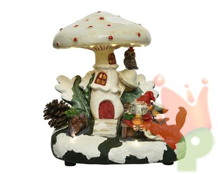 CASA FUNGO 15X19X22CM 16 LED BIANCO CALDO A BATTERIA N65