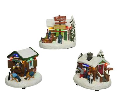 CASETTA SULLA NEVE 7X11CM 5LED BIANCO CALDO