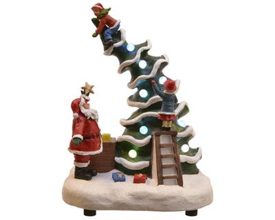 ALBERO IN MOVIMENTO CON BABBO NATALE 16X19X27CM A BATTERIA n°39