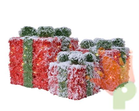 PACCHI REGALO 30CM/40LED 25CM/30LED 20CM/20LED BIANCO CALDO