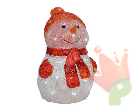 PUPAZZO DI NEVE 25X25X35CM 40LED BIANCO FREDDO A BATTERIA