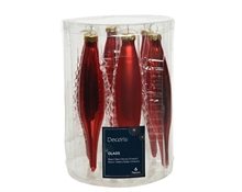 PENDENTI NATALIZI IN VETRO ROSSO 15 CM 6 PZ