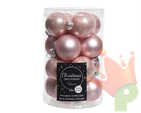 PALLINE DI NATALE IN VETRO ROSA 3,5CM 16PZ