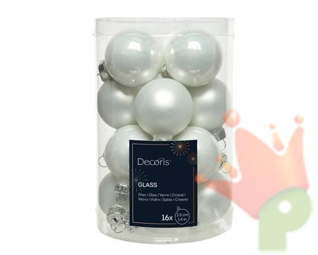 PALLINE DI NATALE BIANCO 3,5 CM CONFEZIONE 16 PZ
