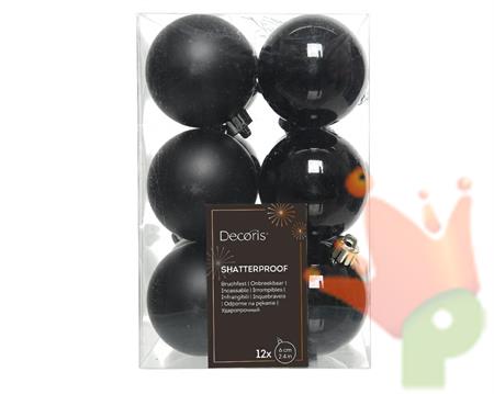 PALLINE DI NATALE NERE 6 CM CONFEZIONE 12 PZ