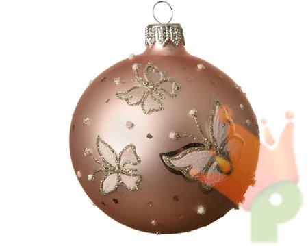 PALLINA PER ALBERO 8CM DECORI FARFALLE ROSA