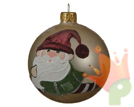 PALLINA PER ALBERO 8CM TORTORA CON DECORO GNOMO