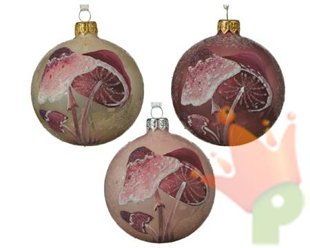 PALLINA PER ALBERO 8CM CHAMAPAGNE/CIPRIA/ROSA VELVET FUNGO