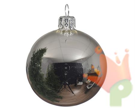 PALLINE DI NATALE ARGENTO LUCIDO 8 CM CONFEZIONE 6 PZ