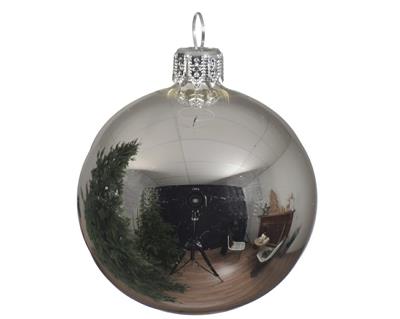 PALLINE DI NATALE ARGENTO LUCIDO 8 CM CONFEZIONE 6 PZ