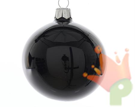 PALLINE DI NATALE NERO LUCIDO 8 CM CONFEZIONE 6 PZ
