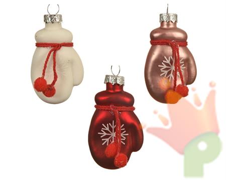 GUANTO CON APPENDINO 6X4CM BIANCO/ROSA/ROSSO