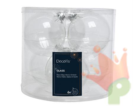 PALLINE DI NATALE TRASPARENTI 8 CM CONFEZIONE 6 PZ