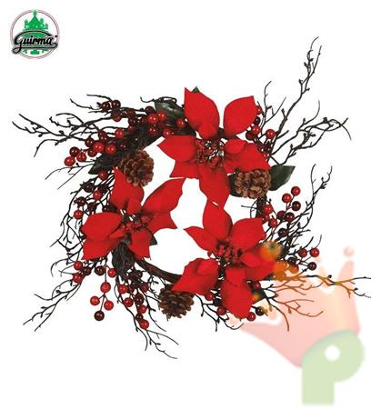 GHIRLANDA FUORIPORTA NATALIZIA CON BACCHE 35 CM