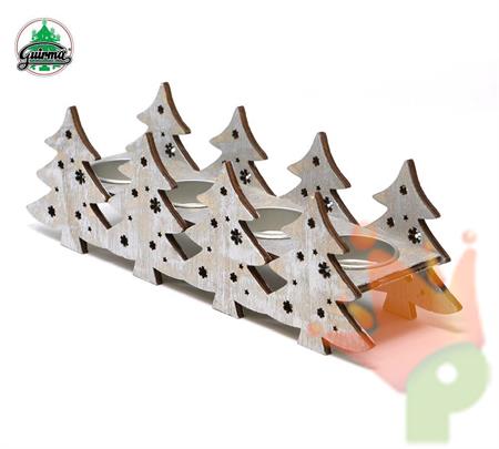 CENTROTAVOLA IN LEGNO PORTA TEALIGHT 8X27CM
