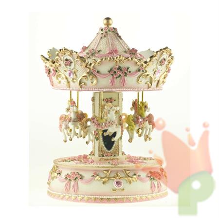 VILLAGGIO DI NATALE CAROSELLO CON LUCI 25,5X25,5X31,5CM