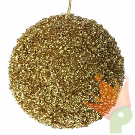 PALLINA DI NATALE ORO CON STRASS 10 CM