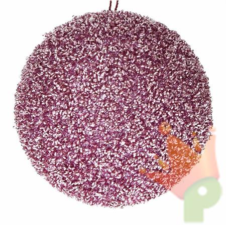 PALLINA DI NATALE ROSA CON STRASS 8 CM