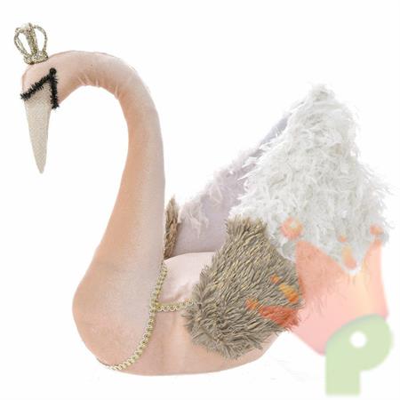 CIGNO CON CORONA 23X14X28CM ROSA