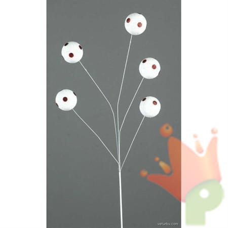 RAMO 79CM CON PALLINE BIANCO/ROSSO