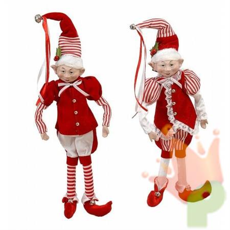 ELFO 45CM ROSSE E BIANCO CON CAMPANELLINO