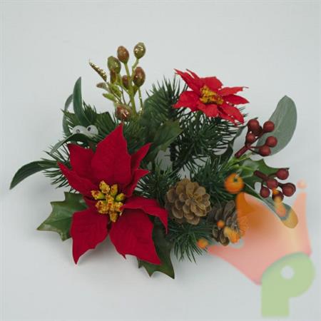 GIROCANDELA CON STELLE DI NATALE E BACCHE