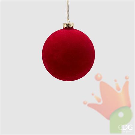 PALLINA DI NATALE VETRO VELLUTO BORDEAUX 10 CM -EDG-