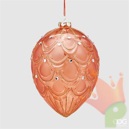 DECORAZIONE PENDENTE UOVO H. 16CM CORALLO