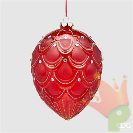 DECORAZIONE PENDENTE UOVO H. 16CM ROSSO