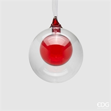 PALLINA DI NATALE VETRO DOPPIO TRASPARENTE/ROSSO - EDG-