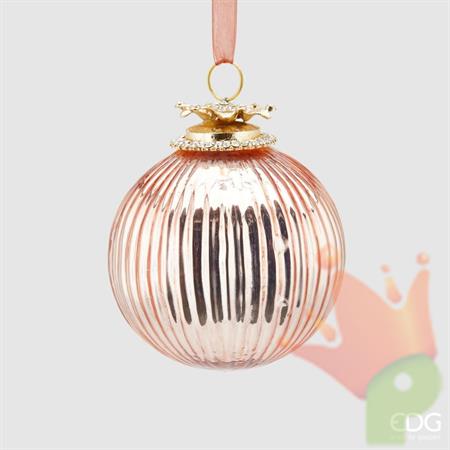 PALLINE DI NATALE VETRO GIOIELLO ROSA 10 CM 6 PZ -EDG-