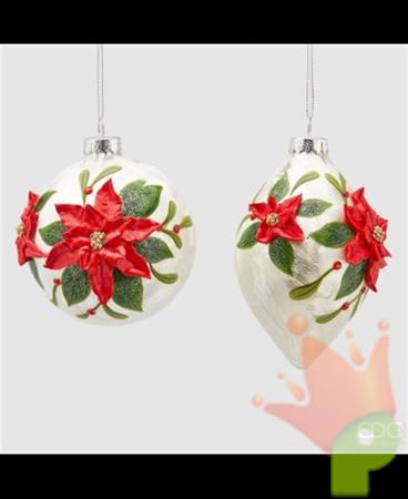 PALLINA DI NATALE VETRO DECORO A RILIEVO 11 CM - EDG-