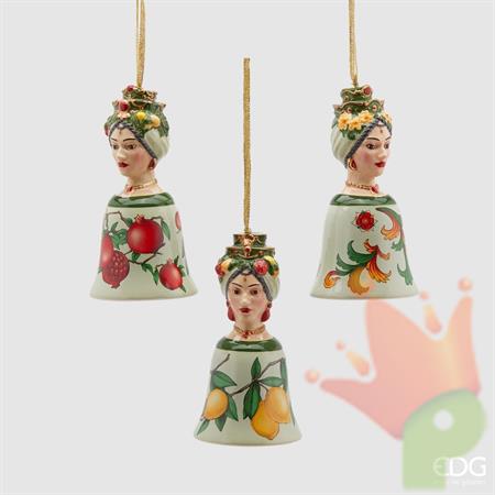 DECORAZIONE PENDENTE CAMPANA SICILY H. 13CM VERDE