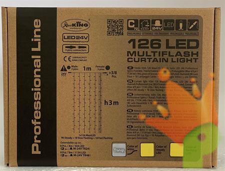 TENDA LUMINOSA 126 MAXILED BIANCO CALDO MULTIFLASH 24V H. 3MT