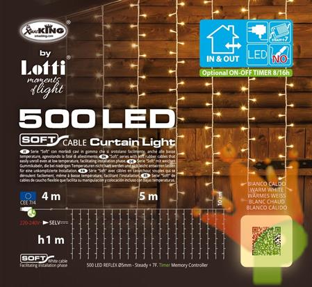 TENDA 500XH.100CM 500 LED BIANCO CALDO 5MM TIMER MEMORY CONTROLL
