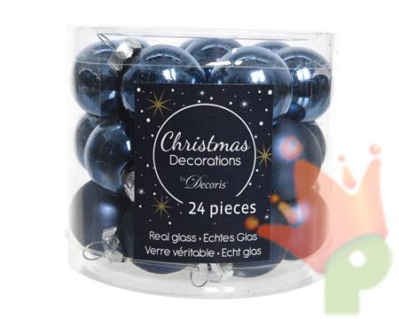 PALLINE DI NATALE BLU 2,5 CM CONFEZIONE 24 PZ