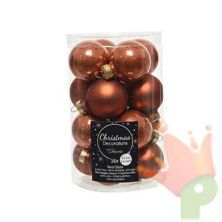 PALLINE DI NATALE TERRA 3,5 CM CONFEZIONE 16 PZ