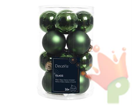 PALLINE DI NATALE VERDE PINO 3,5 CM CONFEZIONE 16 PZ